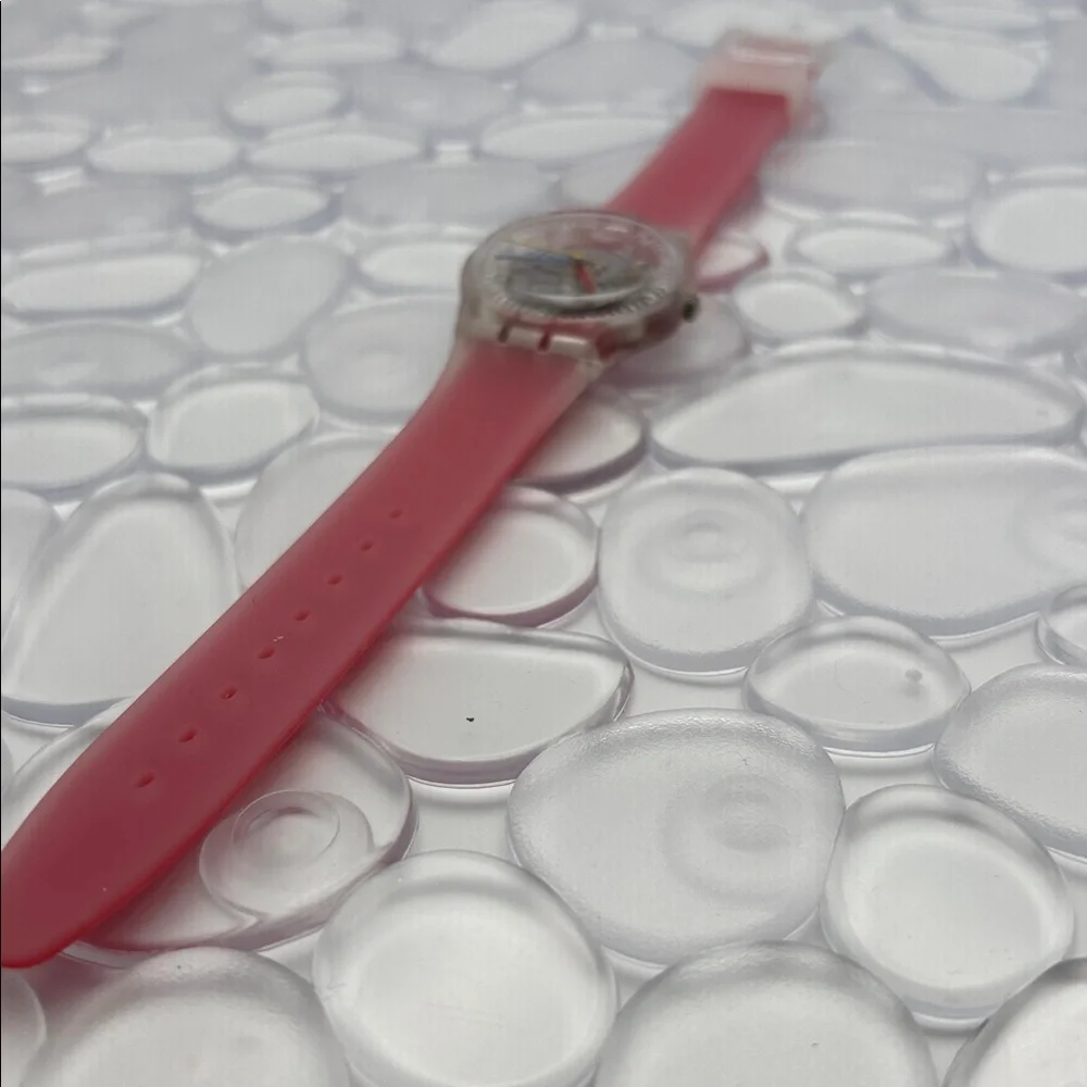 Swatch Watch GE292 CLEARLY RED STRIPED NWT